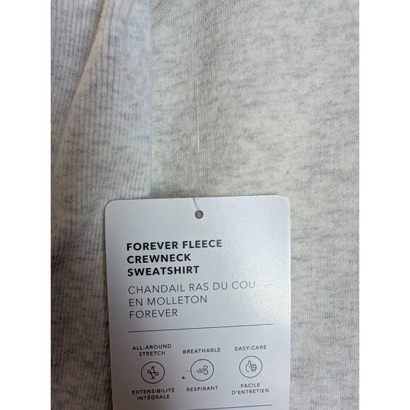 NWT ATHLETA Forever Fleece Sweatshirt Women’s 2XS Fog Gray Heather Pullover Crew - Picture 3 of 4